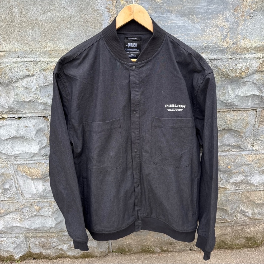 Publish Brand Bomber Jacket Mens 3XL Black Snap Button Down